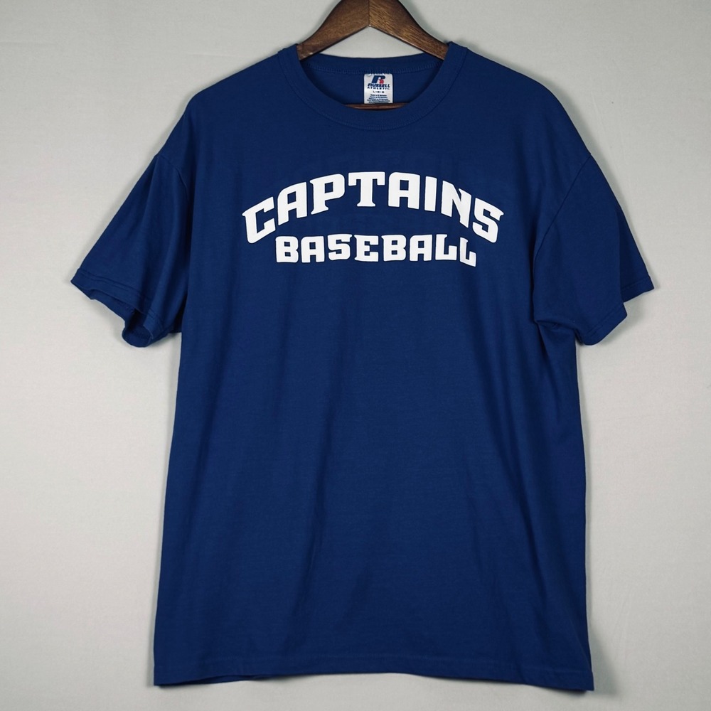 Russell Athletic Captains Baseball Men Large Blue NWOT Y2K Graphic T-Shirt